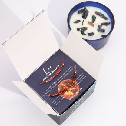 Candela di cristallo zodiacale con braccialetto di pietre preziose e lettura delle carte - Leone