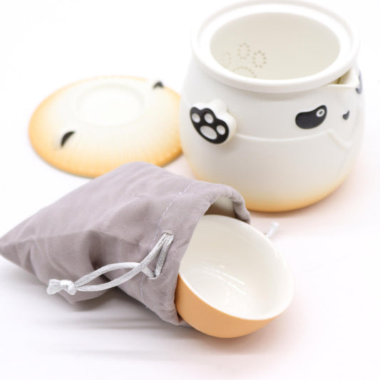Set teiera e tre tazze Panda - arancione