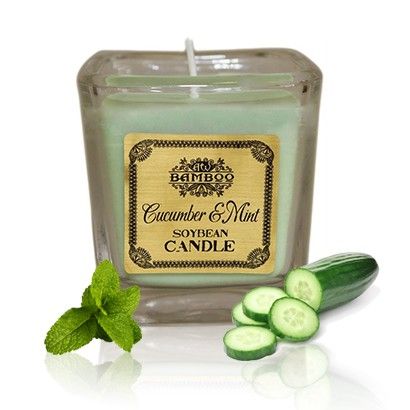 Candela in barattolo di soia - Cetriolo e menta