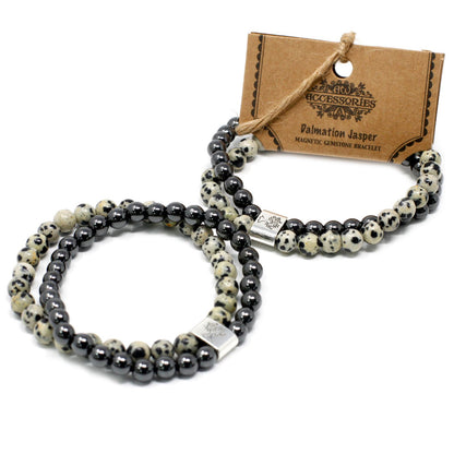 Bracciale magnetico con pietre preziose – diaspro dalmata