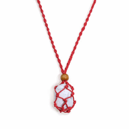 Collana con pietre preziose di cristallo, cordino da 45 cm/18 pollici - Rosso