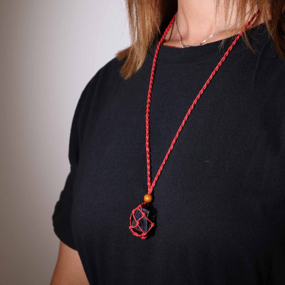 Collana con pietre preziose di cristallo, cordino da 45 cm/18 pollici - Rosso